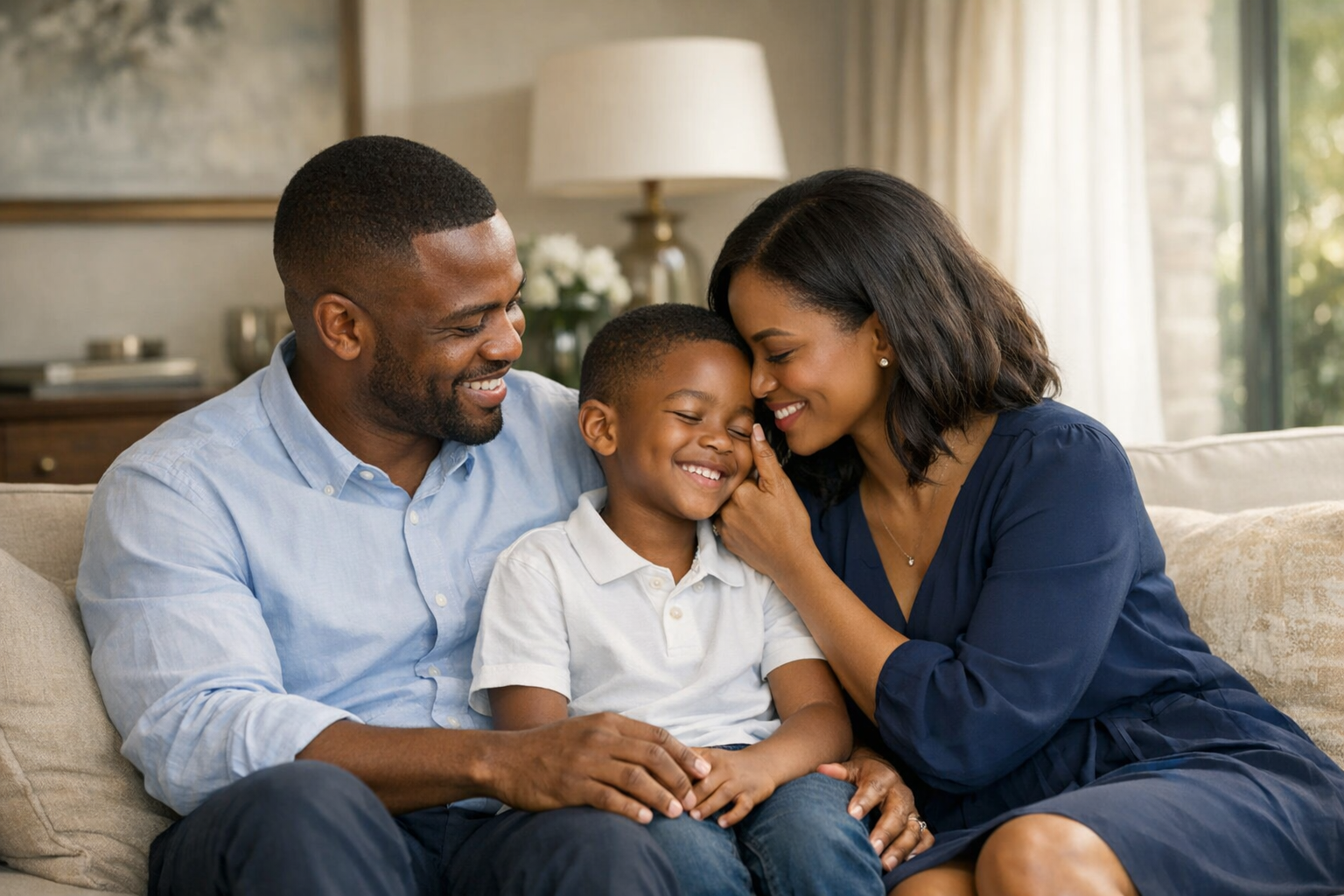 Family representing life assurance and household protection